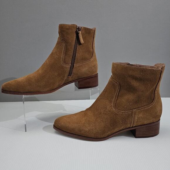 Cole Haan Naia Ankle Bootie Western Cowgirl Golden Toffee Suede Size 9.5 - Picture 2 of 16